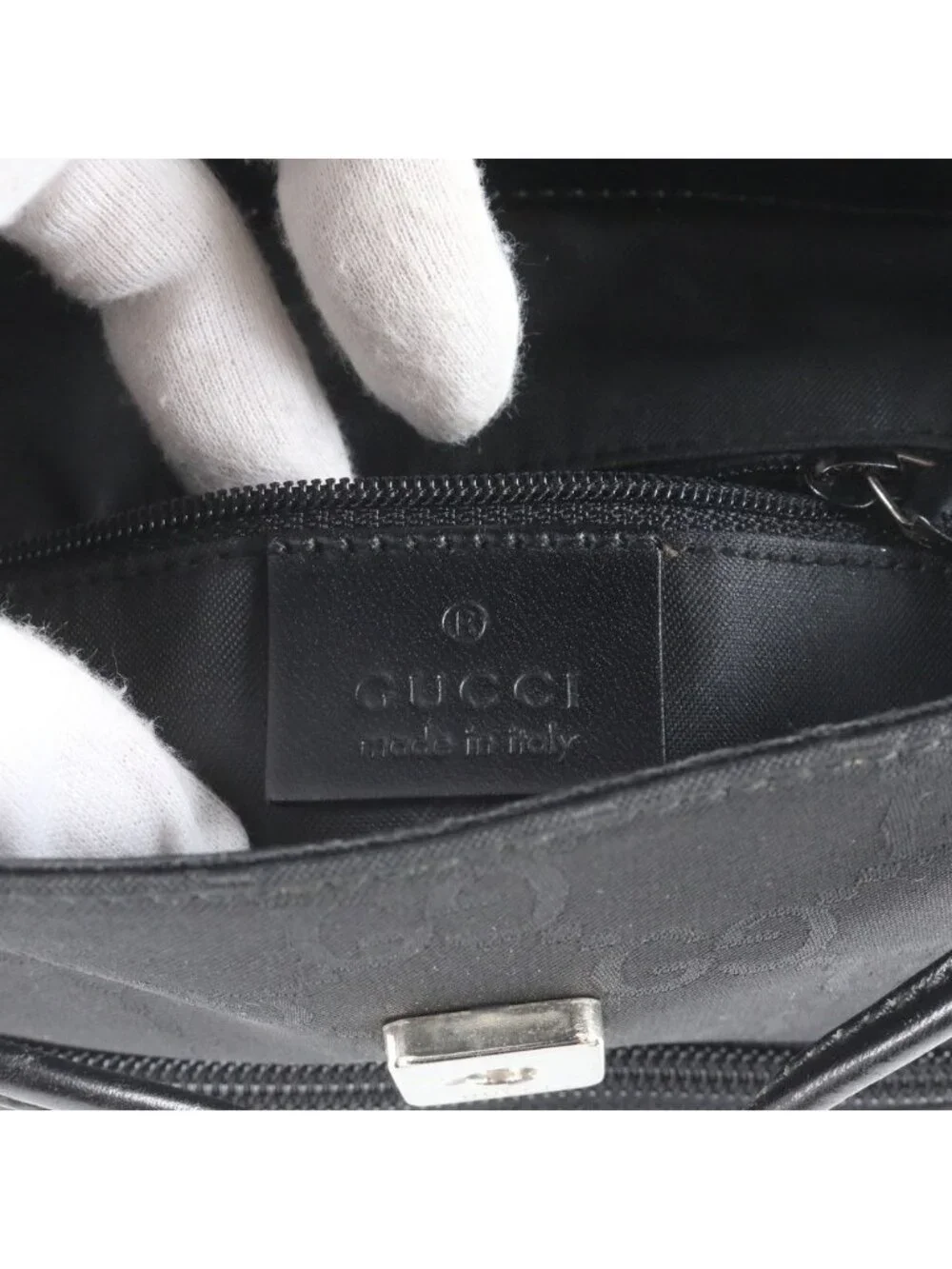 Gucci GG Nylon Leather Backpack Shoulder Bag Black